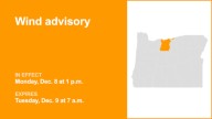 Eastern Columbia River Gorge of Oregon and North Central Oregon placed under a wind advisory Monday and Tuesday