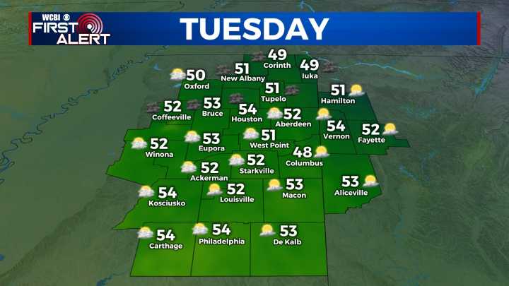 Decreasing Clouds and Cool For Tuesday