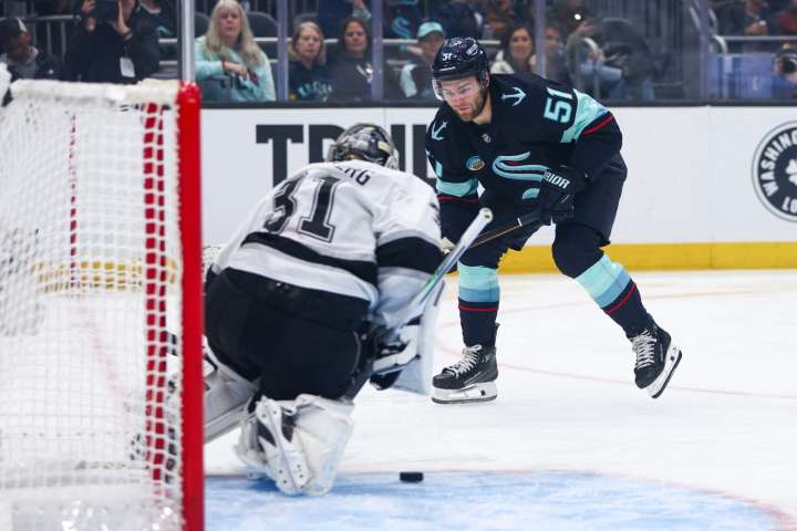 Kraken rally late, best Kings in OT to halt 6-game slide - The Rink Live | Coverage of youth, junior, high school and college hockey