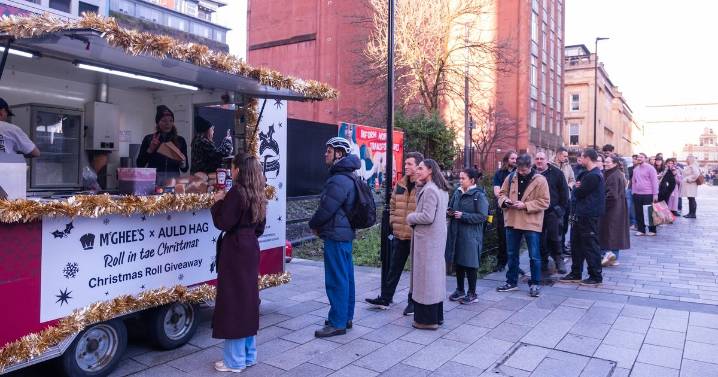 Glasgow foodies queue 'round the block' to snap up free festive rolls