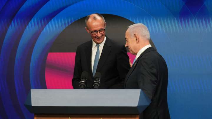 Germany’s chancellor pledges staunch support in Israel