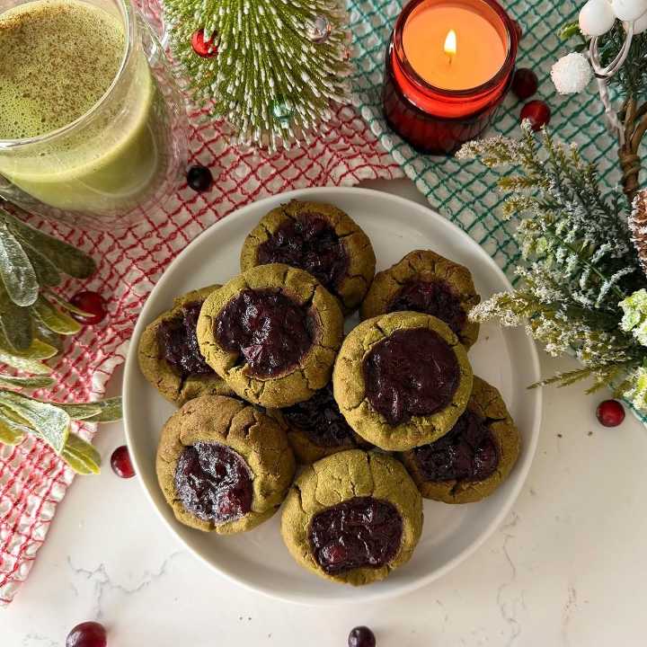 Tam To’s Matcha Cranberry Thumbprint Cookies Recipe