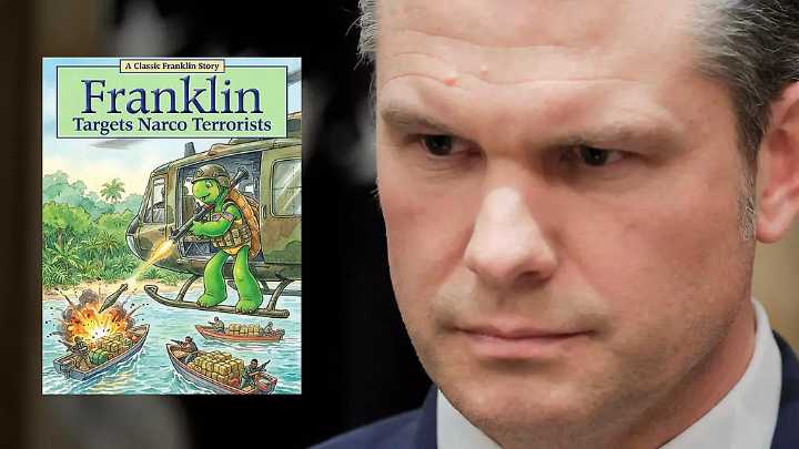 "Poco serio": condena a Hegseth tras usar caricatura de la tortuga Franklin para celebrar ataques en el Caribe
