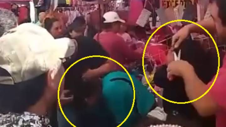 VIDEO | Dejan a mujeres con la cabeza rapada tras ser captadas robando en mercado de Izúcar, Puebla
