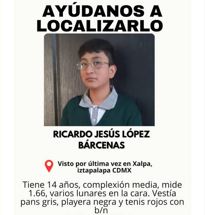 Ricardo, de 14 años, desaparece en Iztapalapa luego de que mafiosos lo querían reclutar; a la Fiscalía se le cruza el fin de semana y retarda indagatorias
