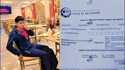 Villa El Salvador: piden donación de sangre y plaquetas para joven ayacuchano con cáncer