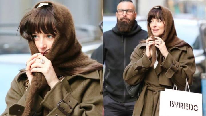 Dakota Johnson Revives The Classic Headscarf With Effortless Ease In NYC