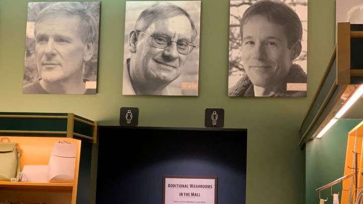 Renowned Mennonite Writer Honoured to Have His Photo Above the Washrooms at McNally Robinson