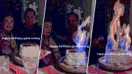 Birthday cake flambé fail: Grandma’s fire gets out of control