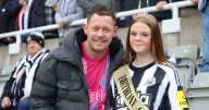 Newcastle fans celebrate Magpies' 2-1 win against Burnley at St. James' Park