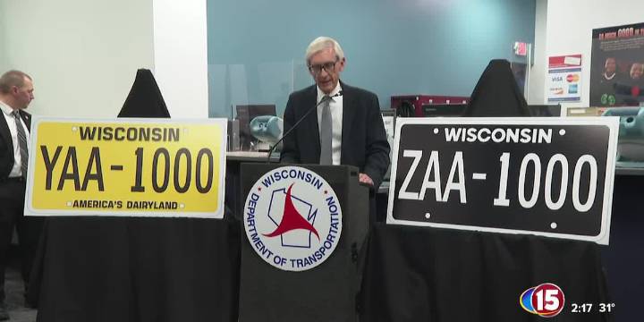 PRESS CONFERENCE: Gov. Evers, DMV officials unveil new license plate designs