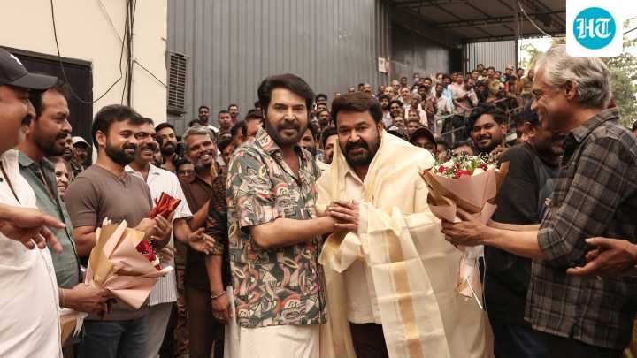 Mammootty honours Mohanlal on Patriot set after Dadasaheb Phalke Award win