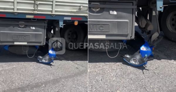 [URGENTE] Terrible choque entre un camión y una moto en Av. Independencia