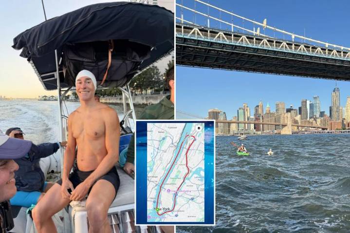 Exclusive | World record holder swims 29 miles around Manhattan in handcuffs