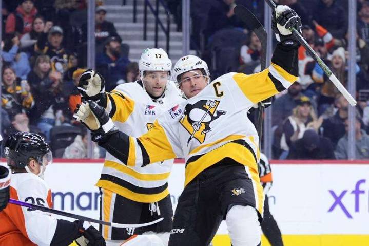 Crosby scores 58th, 59th career goals against Flyers in Penguins' dominant 5