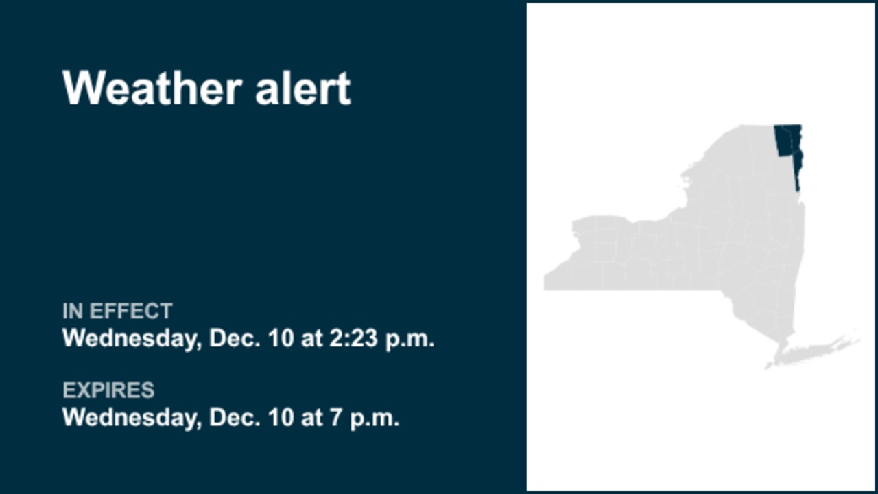 NY weather: Weather alert issued for Clinton and Essex counties until Wednesday evening