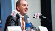 Iowa State athletic director Jamie Pollard on above