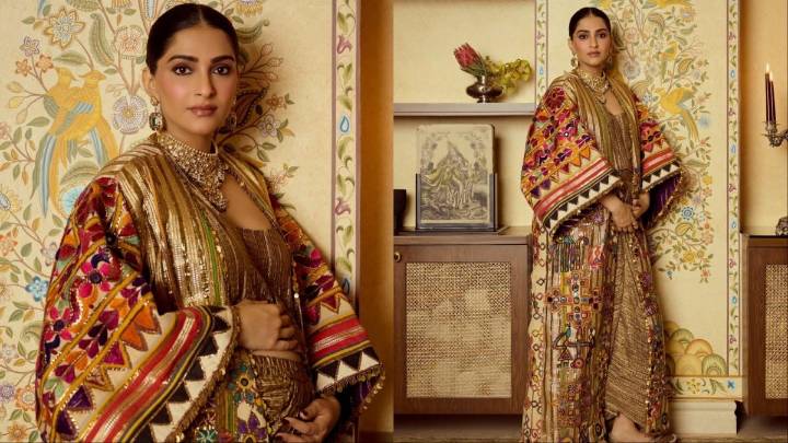 Sonam Kapoor Steps Into Wedding Season In A Vibrant Gold Mayyur Girotra Look