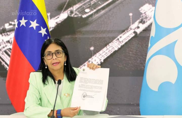 Delcy Rodríguez denuncia ante la OPEP que EEUU pretende apoderarse de las reservas de petróleo de Venezuela