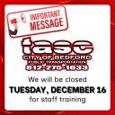 TASC bus service to close December 16 for staff training