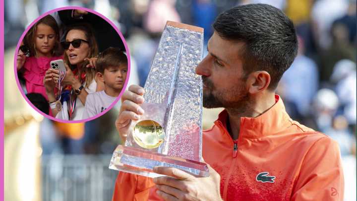 Novak Djokovic and his wife Jelena react after his 100th title milestone