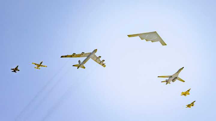 These Air Force fighters and bombers just flew together for the first time