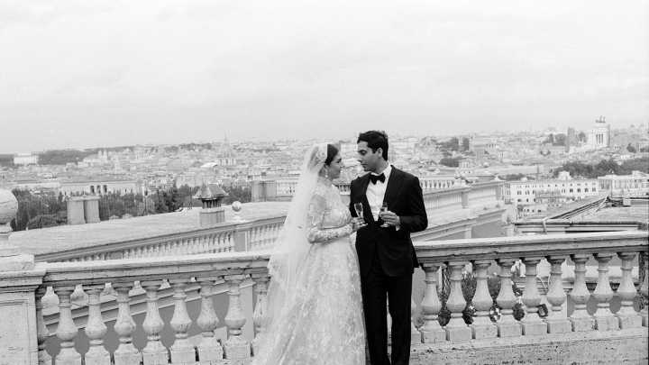 The Bride Wore a 30-Foot Veil to Marry in an Ancient Basilica at This Catholic