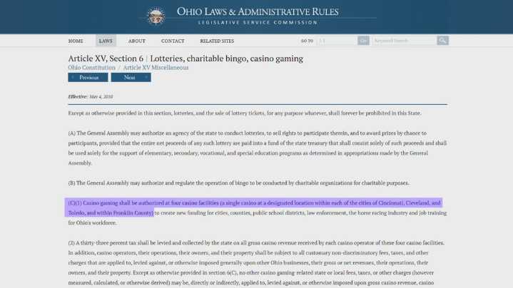 Any law allowing online casino gambling in Ohio could violate the state constitution: Legally Speaking