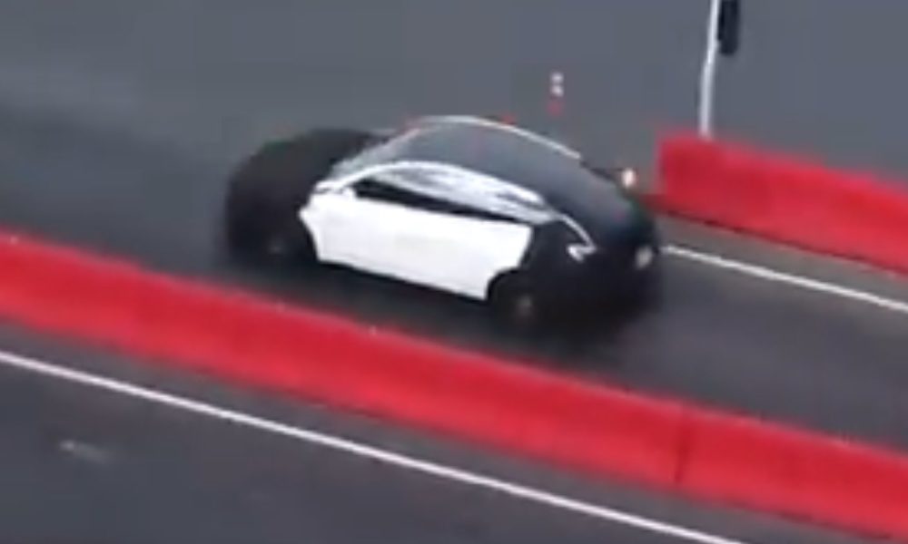 Tesla races strange, compact Model Y on Fremont Test Track: affordable model?