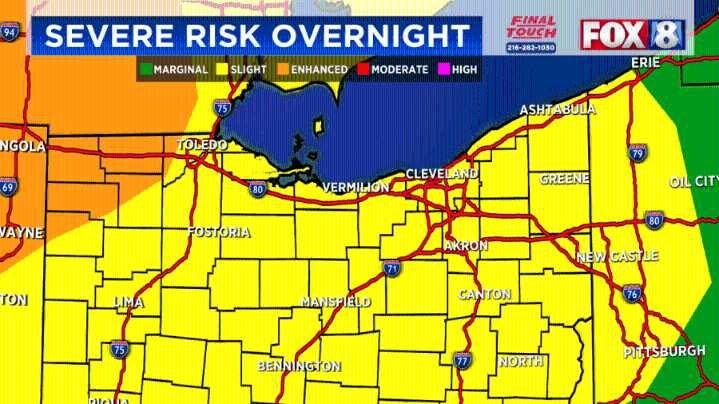 Timing on strong, overnight storms