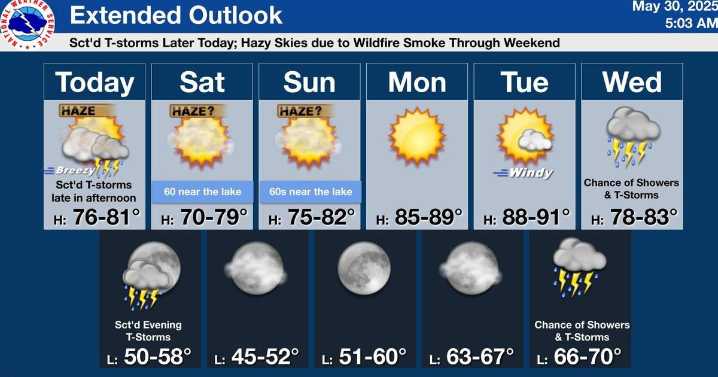 Smoke from Canadian wildfires could affect air quality in northern Illinois this weekend
