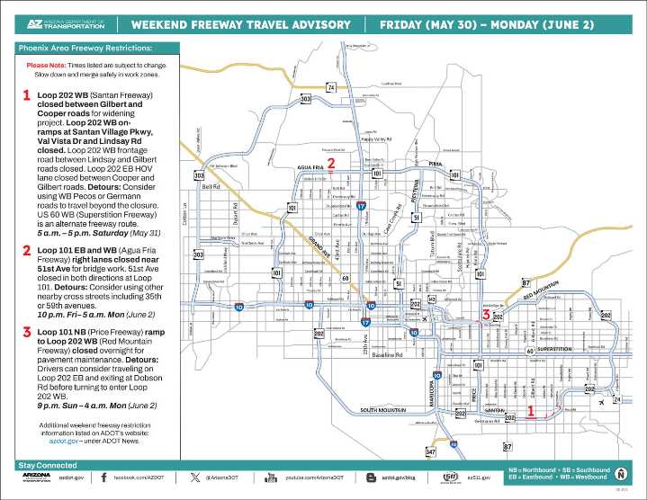 East Valley freeway project tops weekend ADOT work