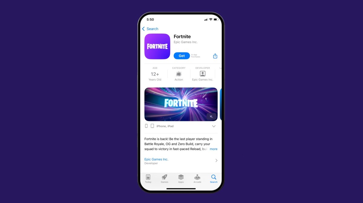 Fortnite returns to the US App Store after a five