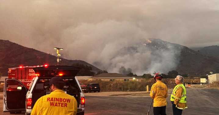 Crews battle fire burning in Pala, evacuations underway in northern San Diego County