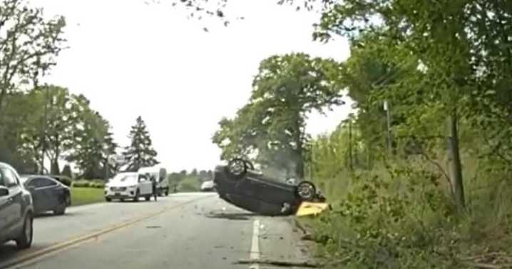 Stolen car chase ends in rollover, drug arrest