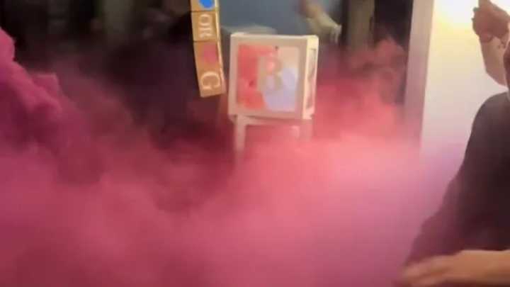 Watch the moment pregnant couple are forced to EVACUATE home as ‘dry ice’ gender reveal ends in disaster
