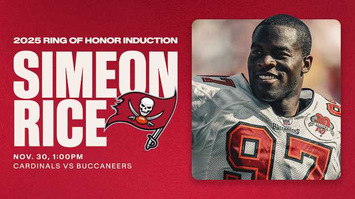 Simeon Rice to Become 16th Member of Buccaneers' Ring of Honor
