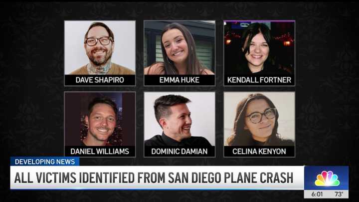 Lo que se sabe de las víctimas del accidente aéreo de San Diego