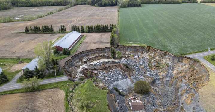 Major landslide sweeps away home and road northeast of Montreal