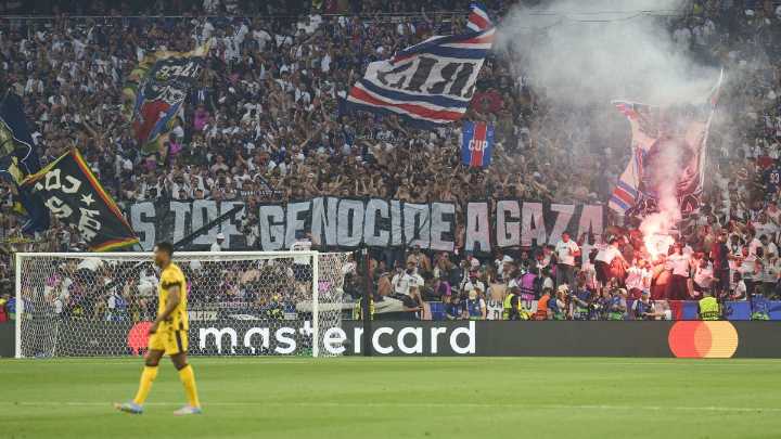 PSG fans unfurl ‘Stop Genocide in Gaza’ banner during UCL final