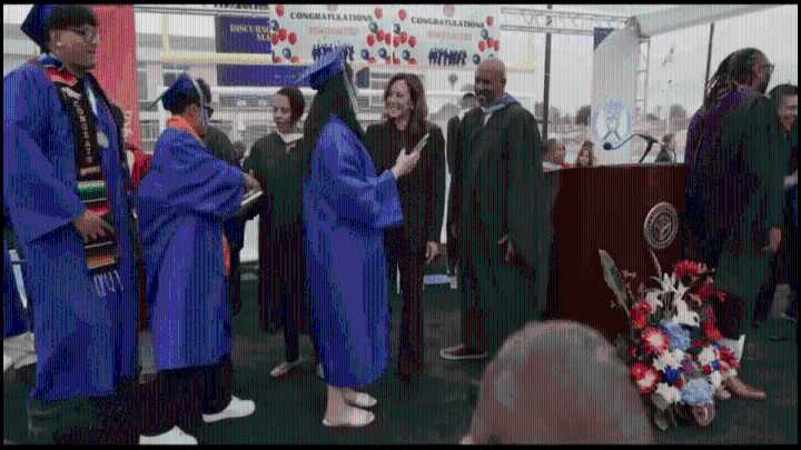 Kamala Harris surprises Compton High graduates at commencement
