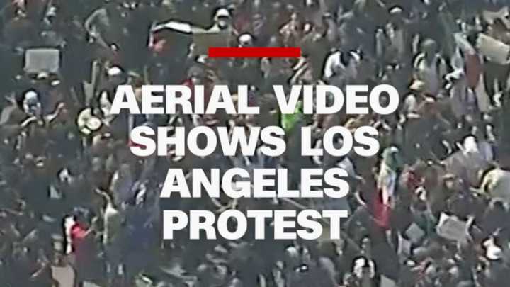 Aerial video shows Los Angeles protest