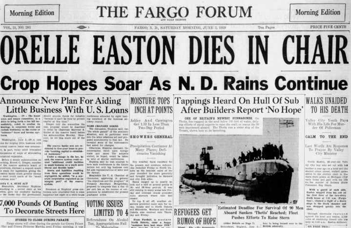 Today in History:  State cheers as rains return to North Dakota