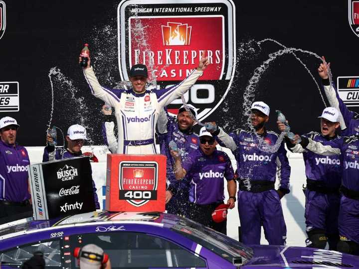Denny Hamlin wins at Michigan for his 3rd NASCAR Cup Series win