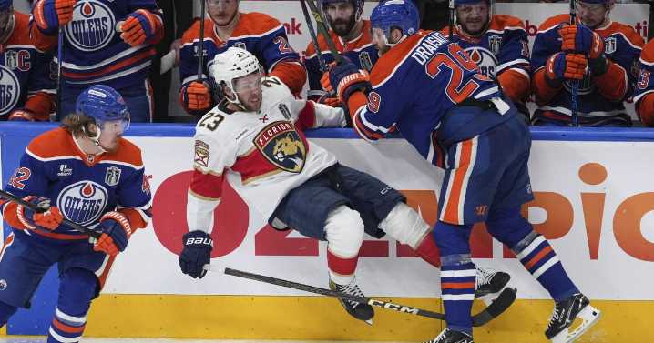 Oilers are playing the hits early in the Stanley Cup Final, matching the Panthers' physicality