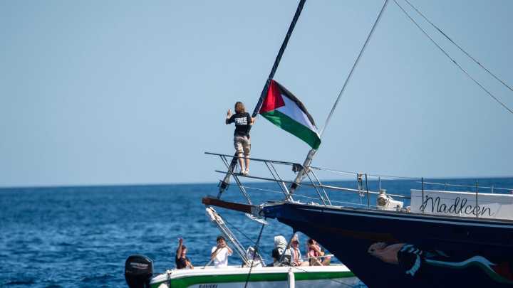 Humanitarian vessel on aid mission to Gaza rescues 4 migrants at sea; dozens returned to Libya