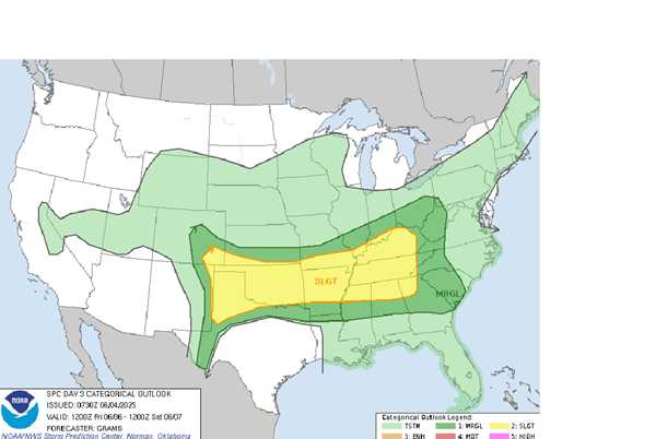 Storms through Friday may include heavy rainfall at times