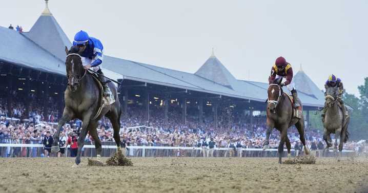 Sovereignty beats Journalism to win the Belmont Stakes at Saratoga