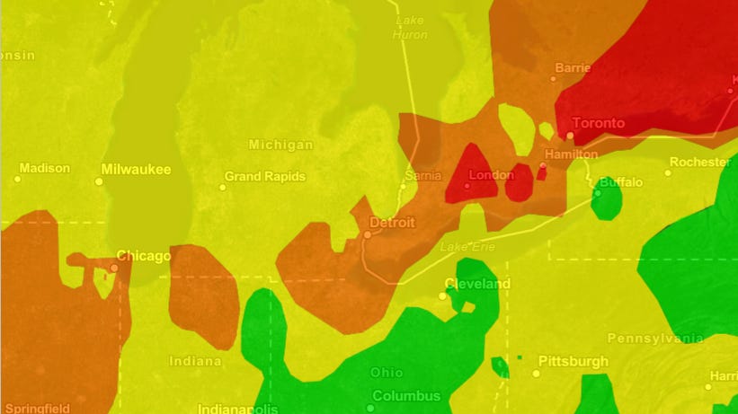 Canada wildfire smoke affects metro Detroit, Michigan air quality