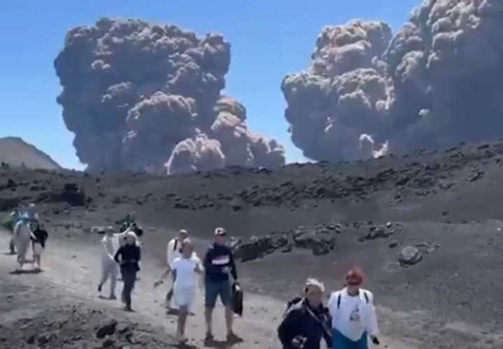 Tourists Flee as Massive Mount Etna Volcano Suddenly Erupts During Holiday